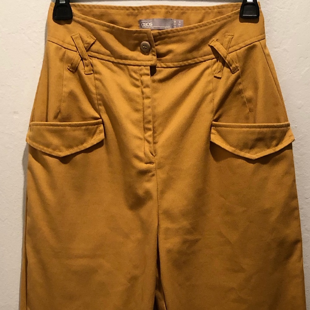 ASOS mustard yellow tapered, tailored pant